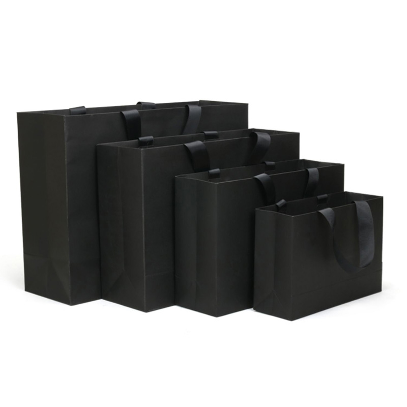 Solid Paper Bag with Wide Cotton Handle 