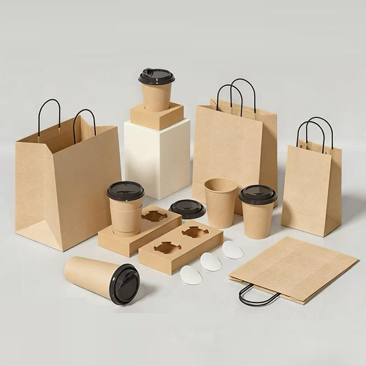 All-in-one Coffe packing set paper bag paper cup paper tray
