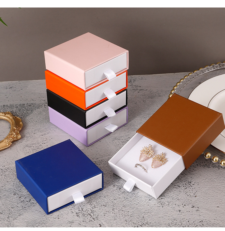 Colorful Drawer Paper Jewelry Packaging Boxes For Necklace Bracelet Ring Earrings